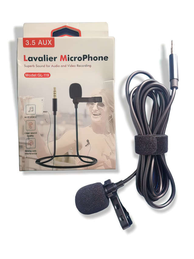 MICRÓFONO DE SOLAPA LAVALIER DE 3.5 AUX